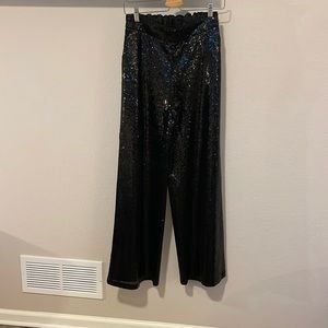 Black Sequin Wide Leg Pants